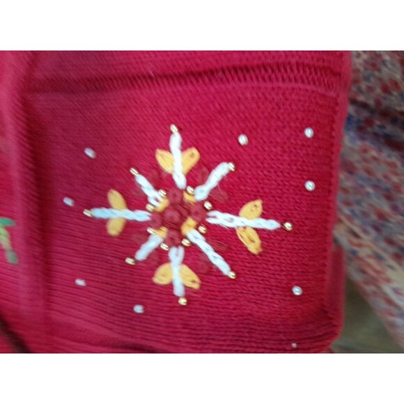 Vintage 80s Womens Size XL 3D Embroidered Embellished Christmas Holiday Sweater - Picture 4 of 6